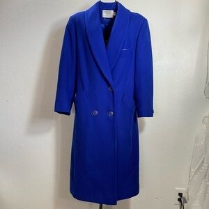 Vintage Petite Sophisticate royal blue long lined wool blend coat